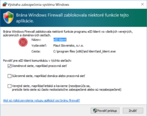 Elektronická schránka - Nastavenie Windows Firewall