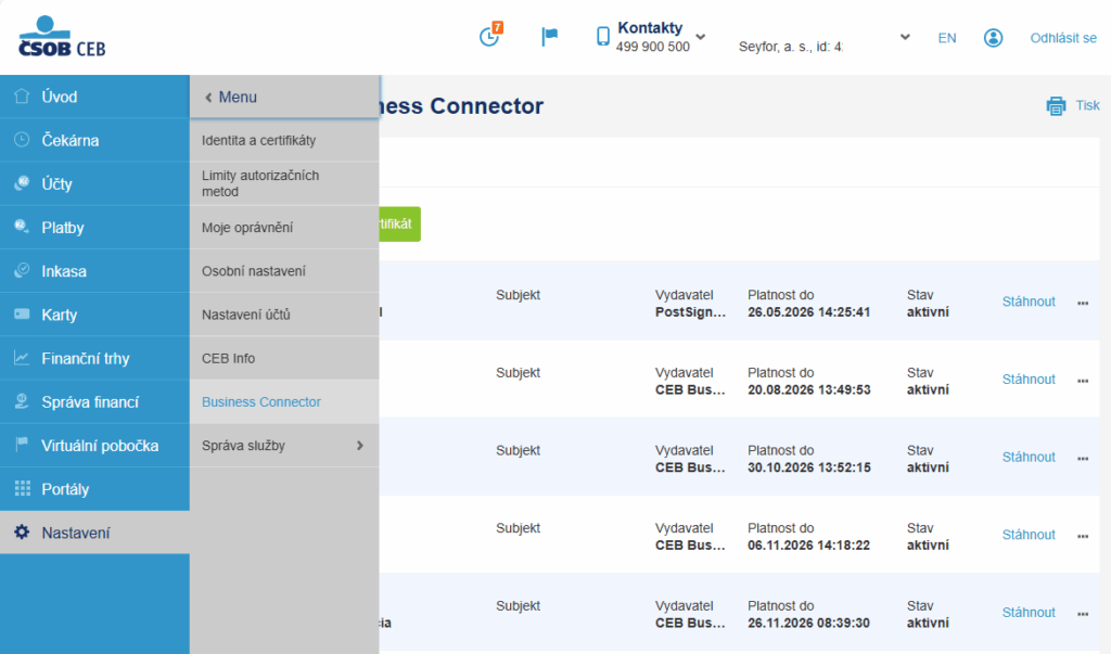 propojeni čsob a API s3