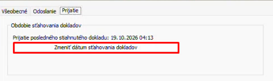 Ak doklad z Inboxu vymažete ešte pred jeho spracovaním, môžete ho opätovne stiahnuť zmenou dátumu, od ktorého sa doklady načítavajú.