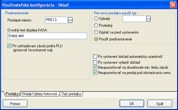 Používateľské nastavenie